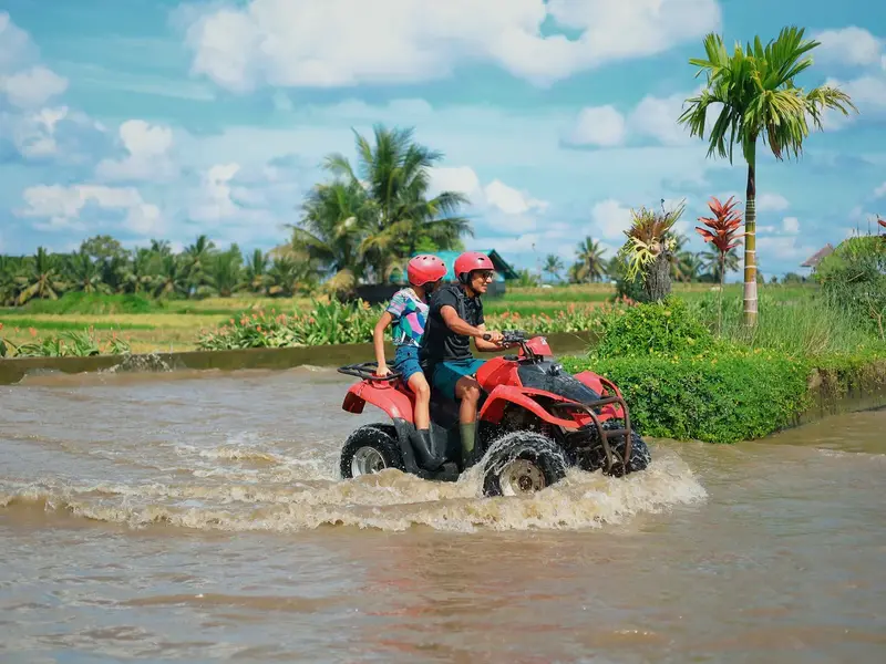 Two ATV quad bikes on a Bali trail