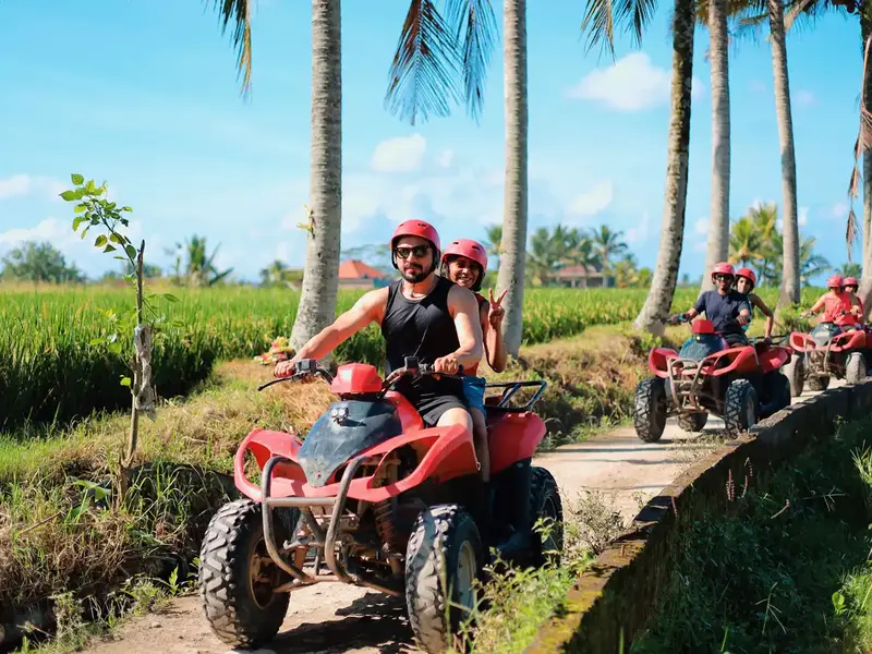 An ATV quad bike on a jungle track in Bali