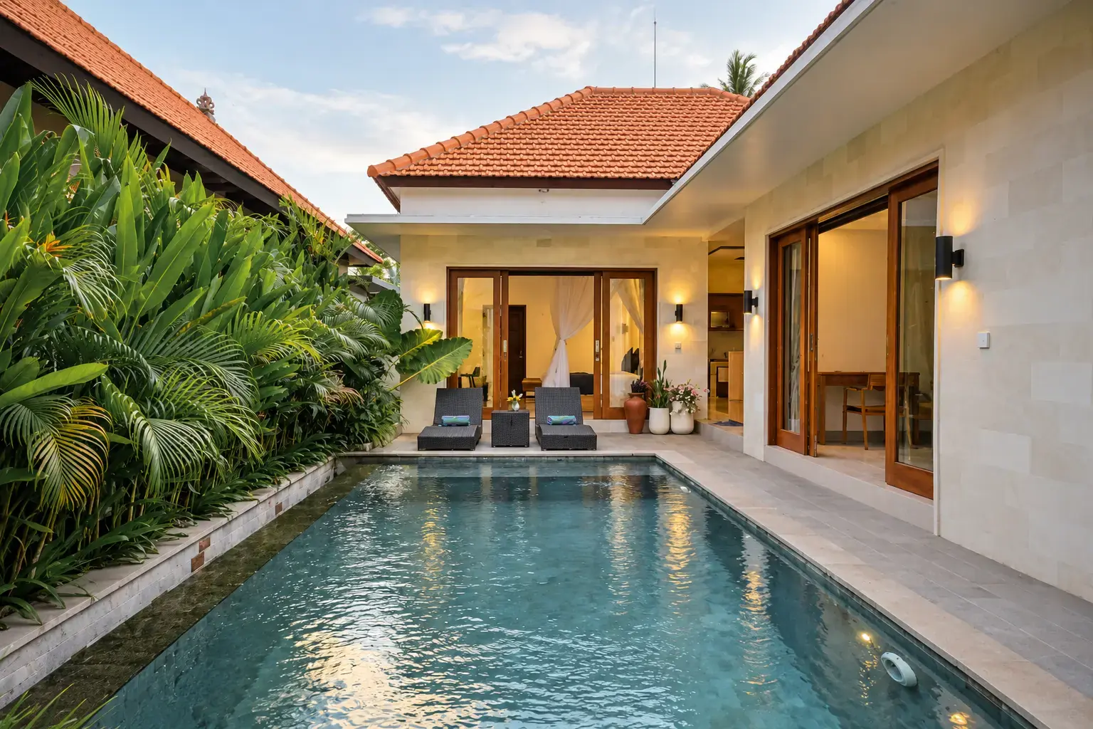 Cahyana Tibuah privater Pool und Garten bei Tag