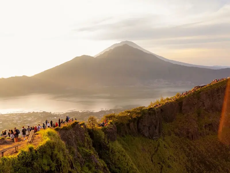 Sunrise over Mount Batur seen from the trail